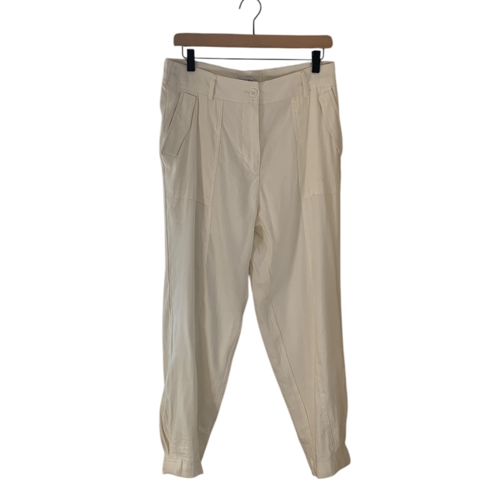 NWT Calvin Klein white linen blend pants size small casual‎ summer spring lined